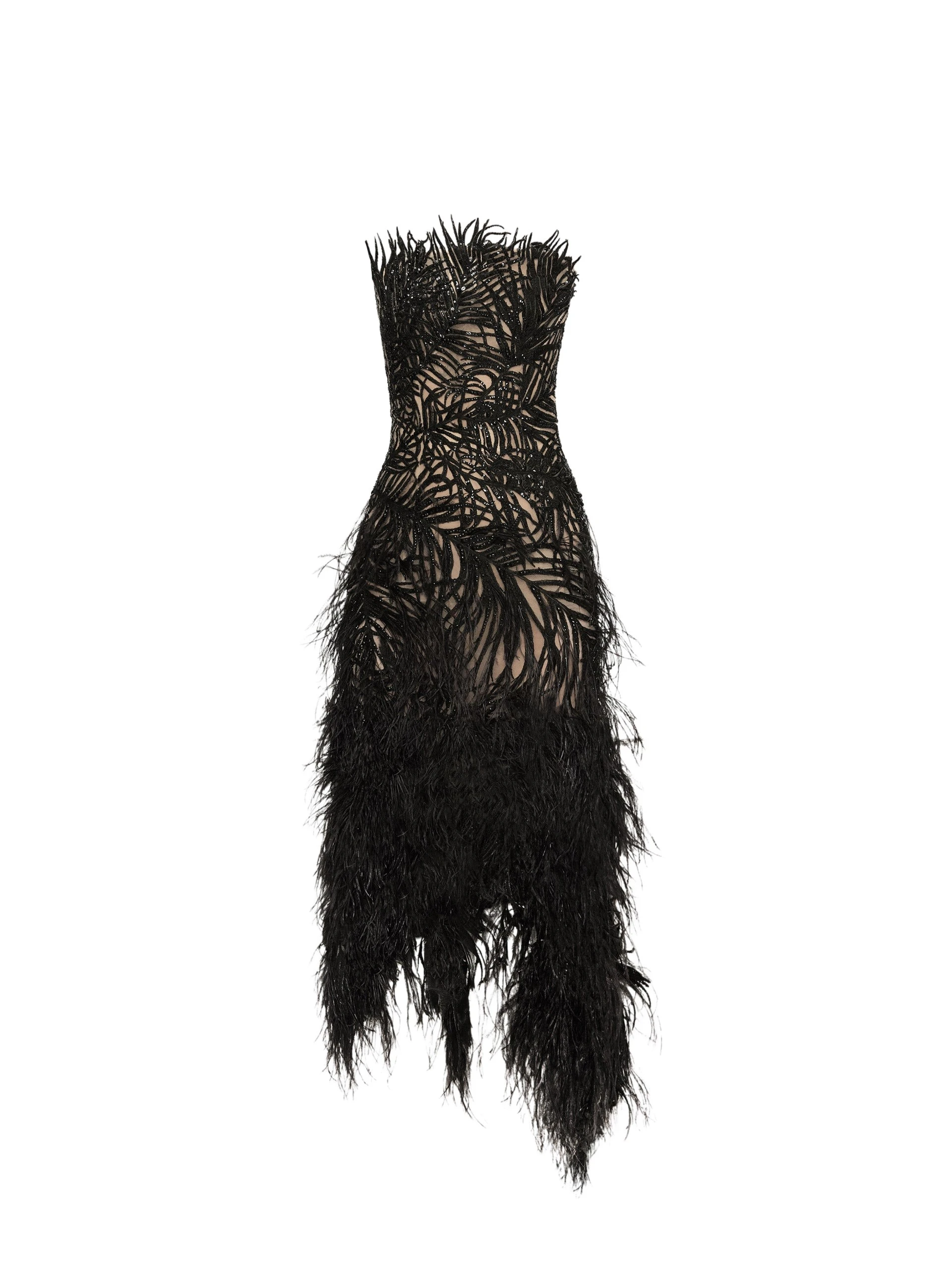 Feather Embroidered Cocktail Dress