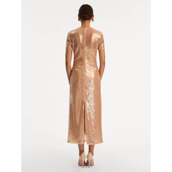 Oscar de la Renta Foxglove Embroidered Sequin Tulle Dress - Dresses - American Luxury Evening Wear at Luxury Shoes 