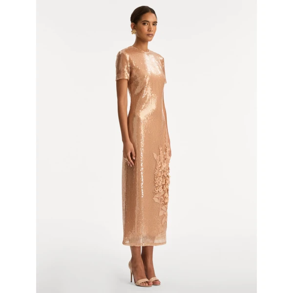 Oscar de la Renta Foxglove Embroidered Sequin Tulle Dress - Dresses - American Luxury Evening Wear at Luxury Shoes 