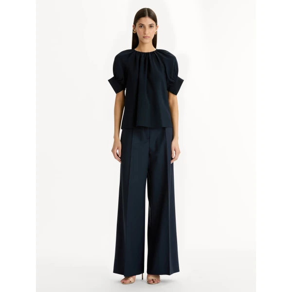 Oscar de la Renta Gathered Silk Georgette Blouse - Tops - American Luxury Evening Wear at Luxury Shoes 