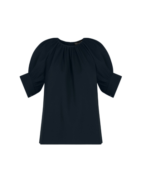 Oscar de la Renta Gathered Silk Georgette Blouse - Tops - American Luxury Evening Wear at Luxury Shoes 