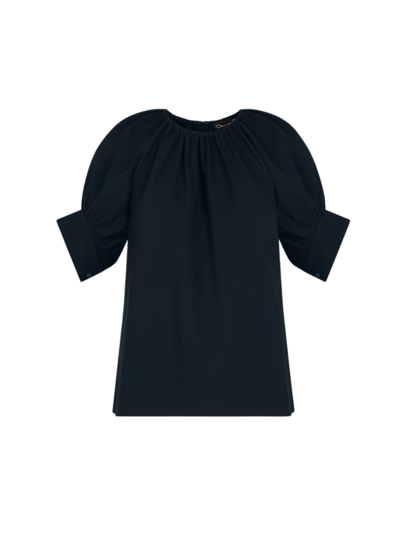Oscar de la Renta Gathered Silk Georgette Blouse - Tops - American Luxury Evening Wear at Luxury Shoes 