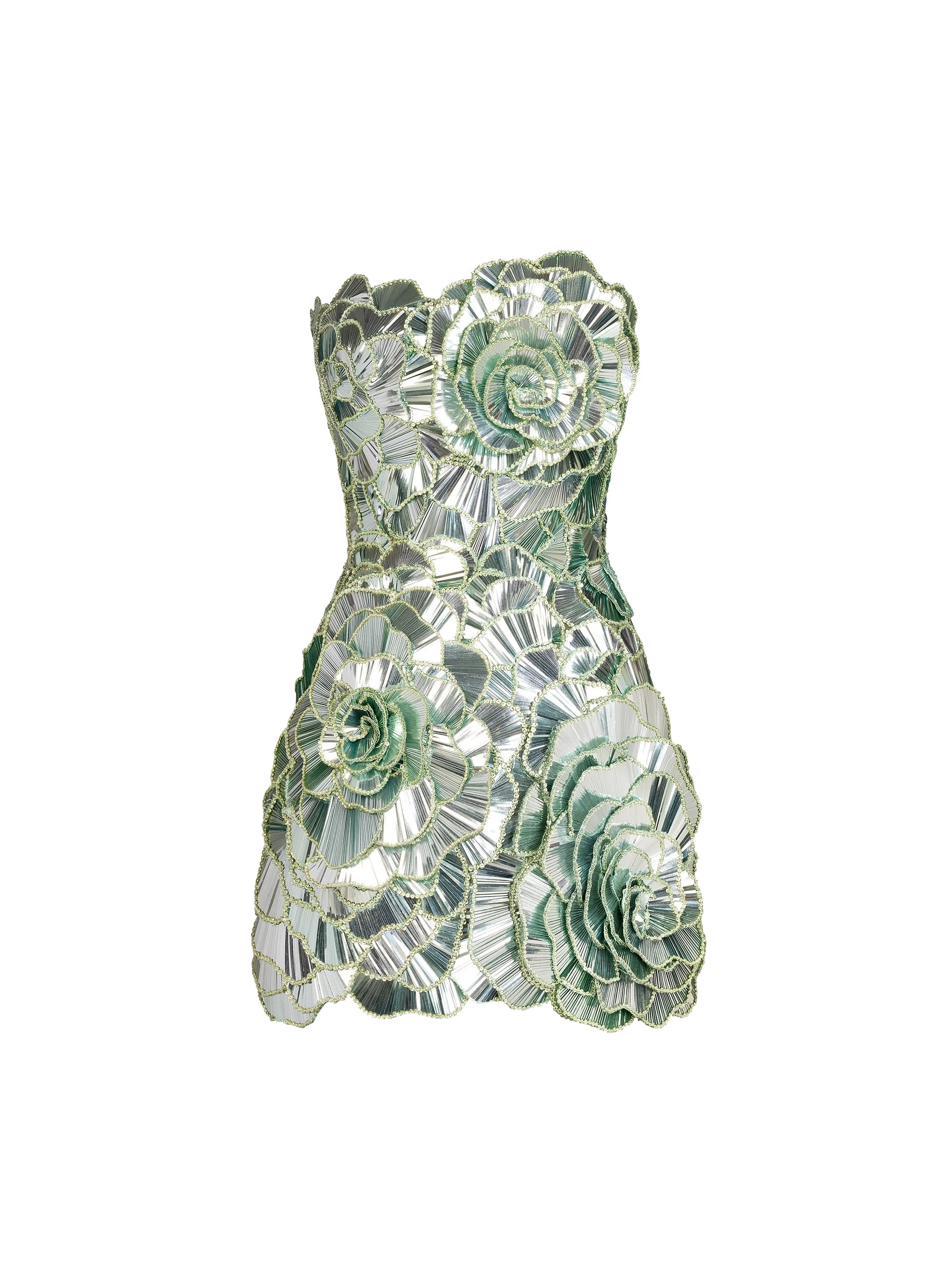 Geometric Sequin Rosette Mini Dress
