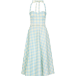 Oscar de la Renta Gingham Bustier Wool-Blend Dress - Dresses - American Luxury Evening Wear at Luxury Shoes 