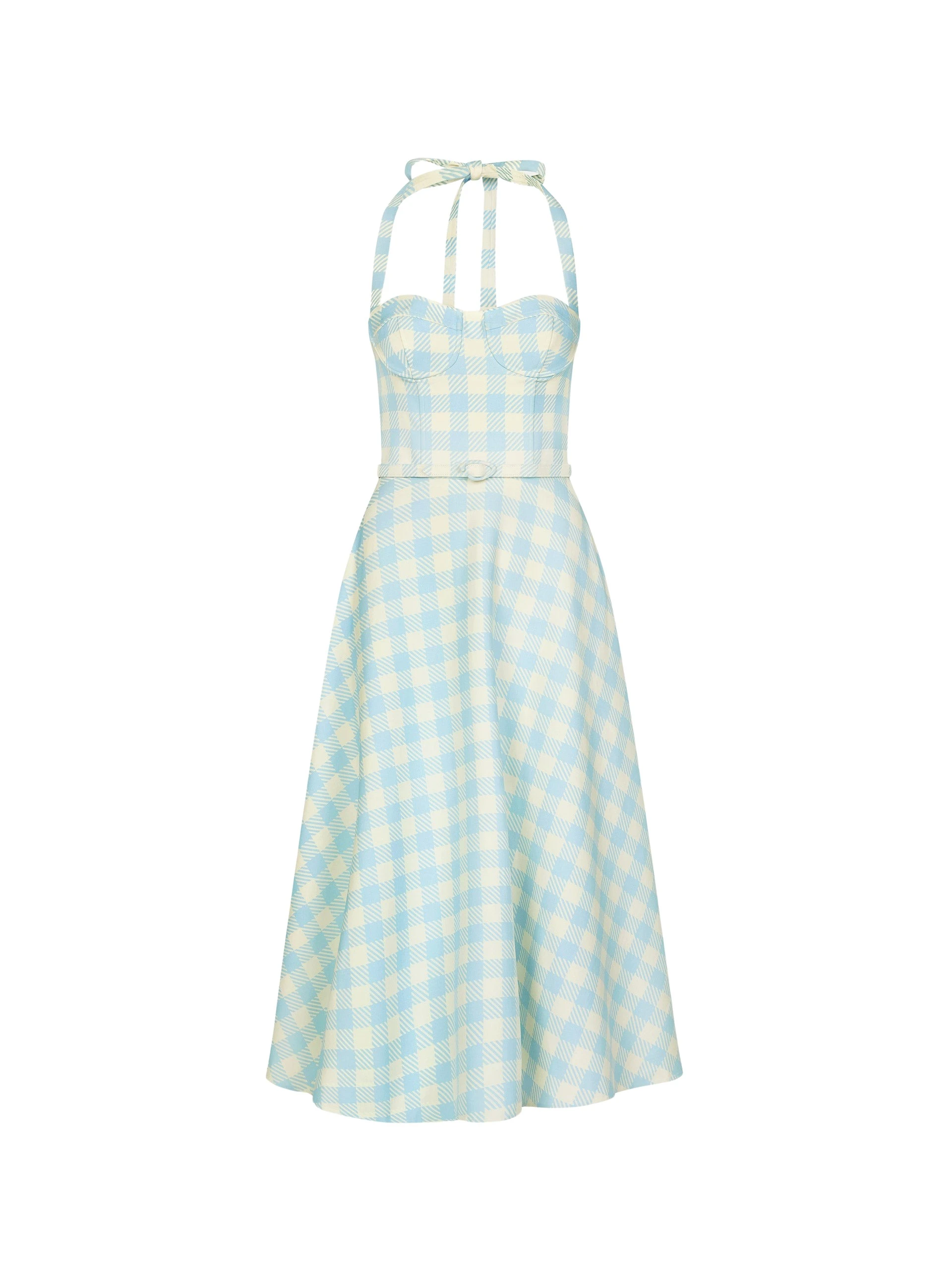 Gingham-Bustier-Wool-Blend-Dress-Oscar-de-la-Renta-Dresses66280_nobg Oscar de la Renta Gingham Bustier Wool-Blend Dress
