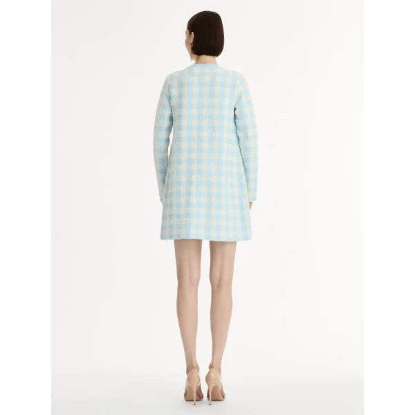 Oscar de la Renta Gingham Coat with Floral Appliqué - Coats - American Luxury Evening Wear at Luxury Shoes 