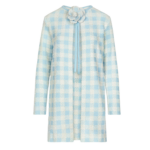 Oscar de la Renta Gingham Coat with Floral Appliqué - Coats - American Luxury Evening Wear at Luxury Shoes 