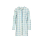 Oscar de la Renta Gingham Coat with Floral Appliqué