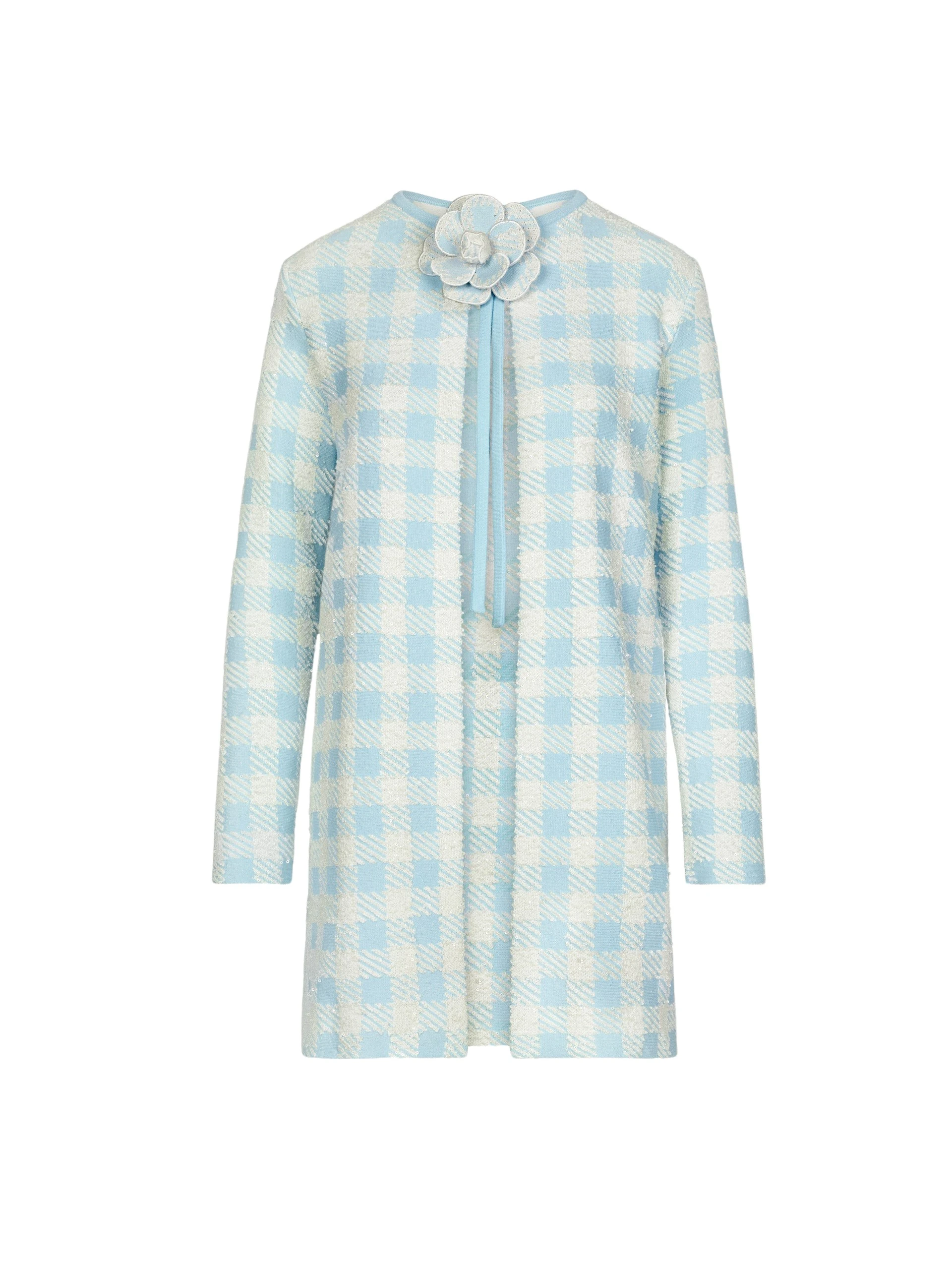 Gingham Coat with Floral Appliqué