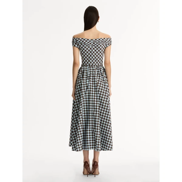 Oscar de la Renta Gingham Cotton Poplin Dress - Dresses - American Luxury Evening Wear at Luxury Shoes 