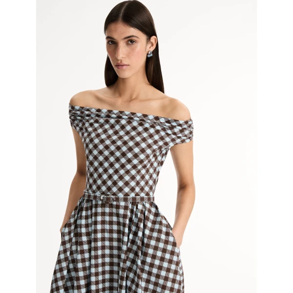 Oscar de la Renta Gingham Cotton Poplin Dress - Dresses - American Luxury Evening Wear at Luxury Shoes 