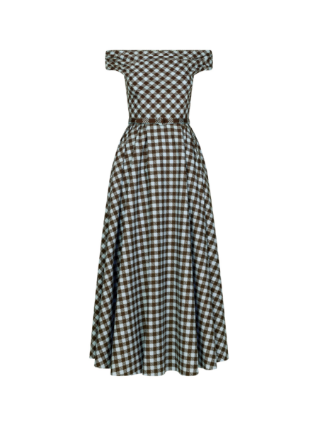 Oscar de la Renta Gingham Cotton Poplin Dress - Dresses - American Luxury Evening Wear at Luxury Shoes 