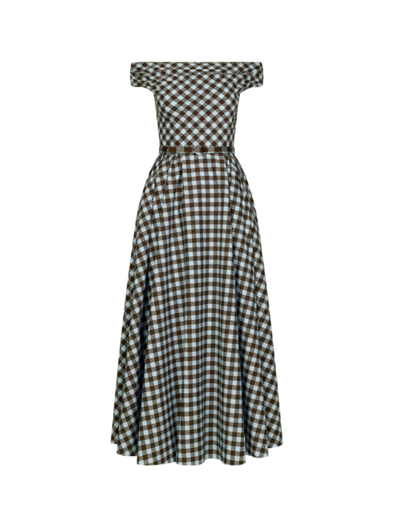Oscar de la Renta Gingham Cotton Poplin Dress - Dresses - American Luxury Evening Wear at Luxury Shoes 