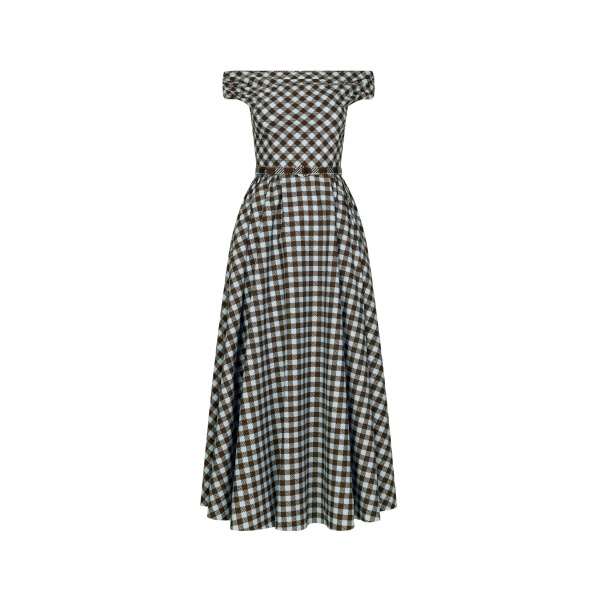Oscar de la Renta Gingham Cotton Poplin Dress - Dresses - American Luxury Evening Wear at Luxury Shoes 