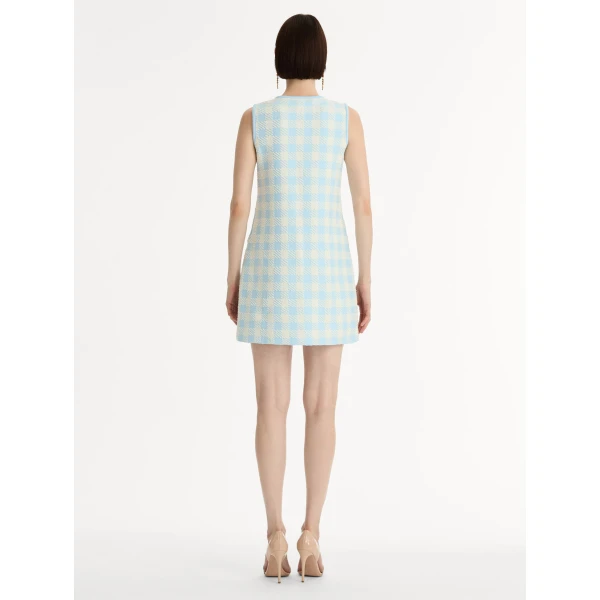 Oscar de la Renta Gingham Jacquard Shift Dress - Dresses - American Luxury Evening Wear at Luxury Shoes 