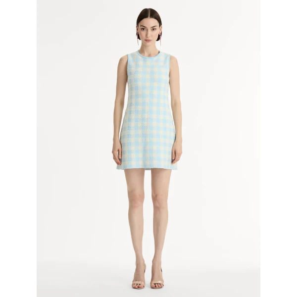 Oscar de la Renta Gingham Jacquard Shift Dress - Dresses - American Luxury Evening Wear at Luxury Shoes 