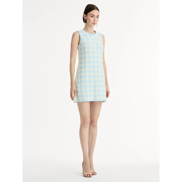 Oscar de la Renta Gingham Jacquard Shift Dress - Dresses - American Luxury Evening Wear at Luxury Shoes 