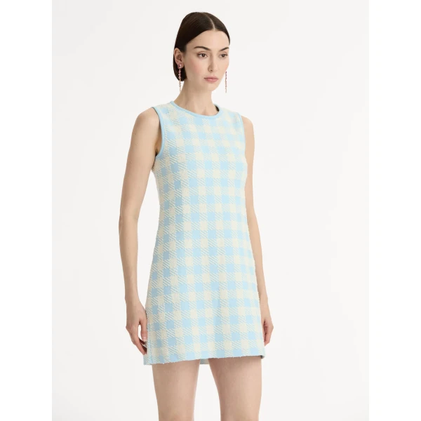Oscar de la Renta Gingham Jacquard Shift Dress - Dresses - American Luxury Evening Wear at Luxury Shoes 