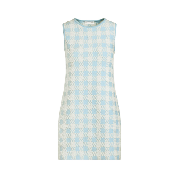 Oscar de la Renta Gingham Jacquard Shift Dress