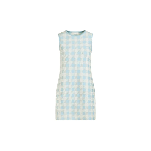 Oscar de la Renta Gingham Jacquard Shift Dress - Dresses - American Luxury Evening Wear at Luxury Shoes 