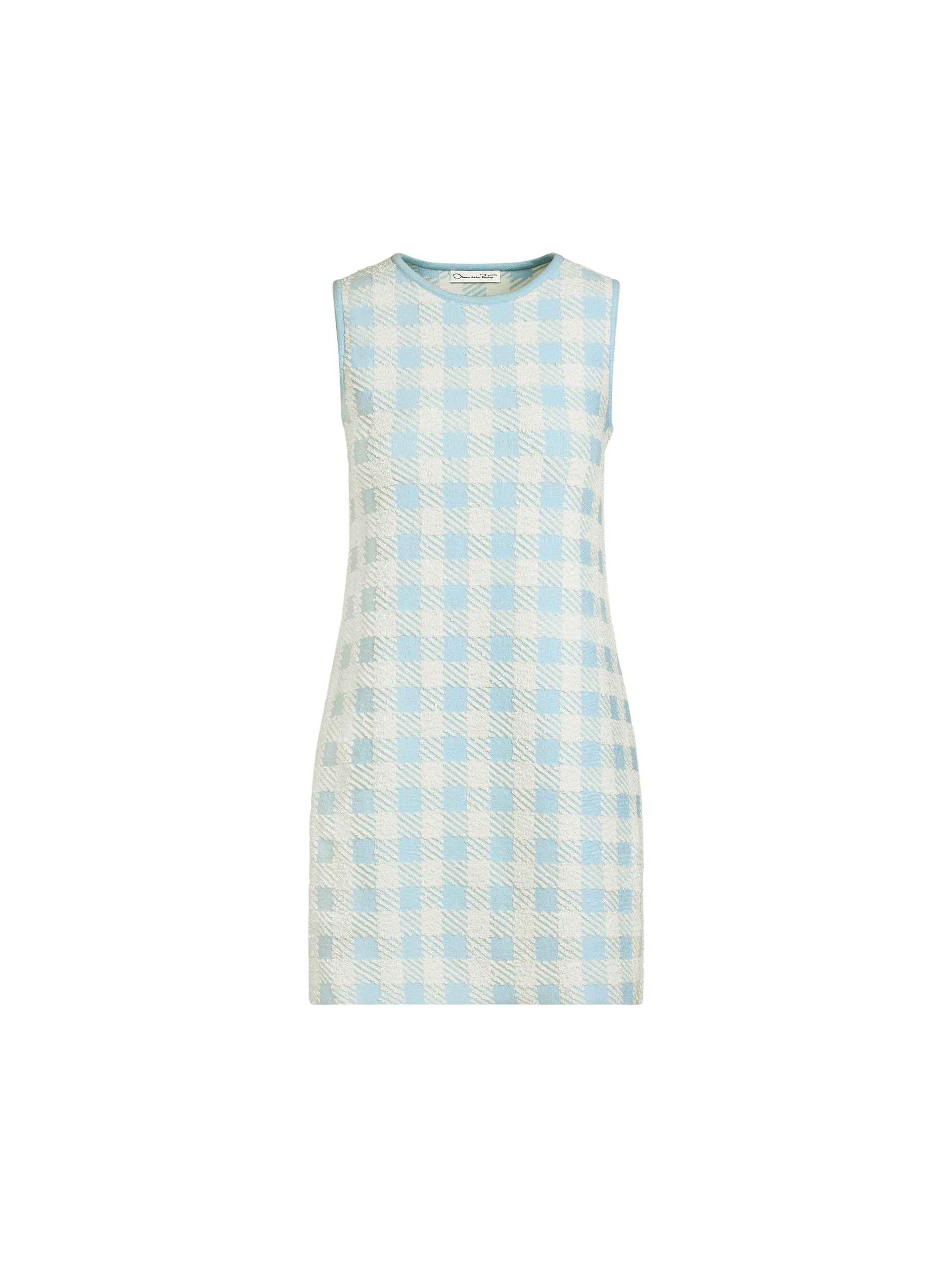 Oscar de la Renta Gingham Jacquard Shift Dress