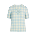 Oscar de la Renta Gingham Pullover with Floral Appliqué - Knitwear - American Luxury Evening Wear at Luxury Shoes 