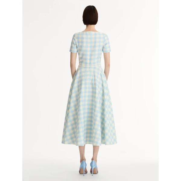 Oscar de la Renta Gingham Wool-Blend Dress - Dresses - American Luxury Evening Wear at Luxury Shoes 