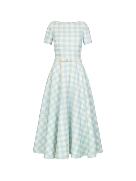 Oscar de la Renta Gingham Wool-Blend Dress - Dresses - American Luxury Evening Wear at Luxury Shoes 
