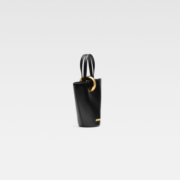 JACQUEMUS The small Bambola Asymmetric mini bucket bag., view 2