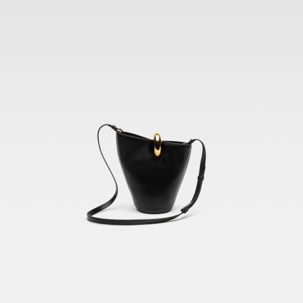 JACQUEMUS The small Bambola Asymmetric mini bucket bag., view 3