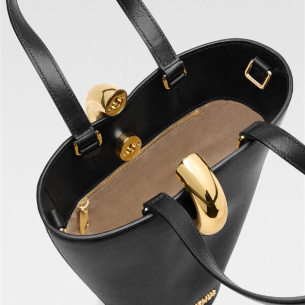 JACQUEMUS The small Bambola Asymmetric mini bucket bag., view 5