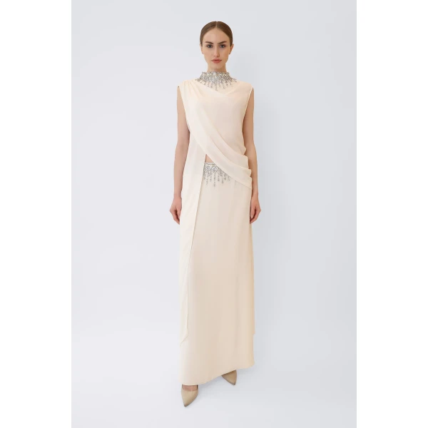 LAPOINTE Georgette Maxi Skirt With Embroidery - Ivory Skirts - New York Luxury Fashion at Luxury Shoes 