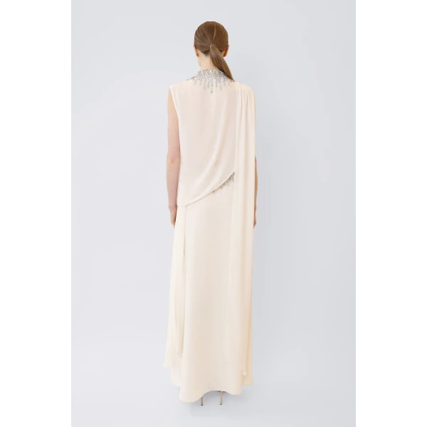 LAPOINTE Georgette Maxi Skirt With Embroidery - Ivory Skirts - New York Luxury Fashion at Luxury Shoes 