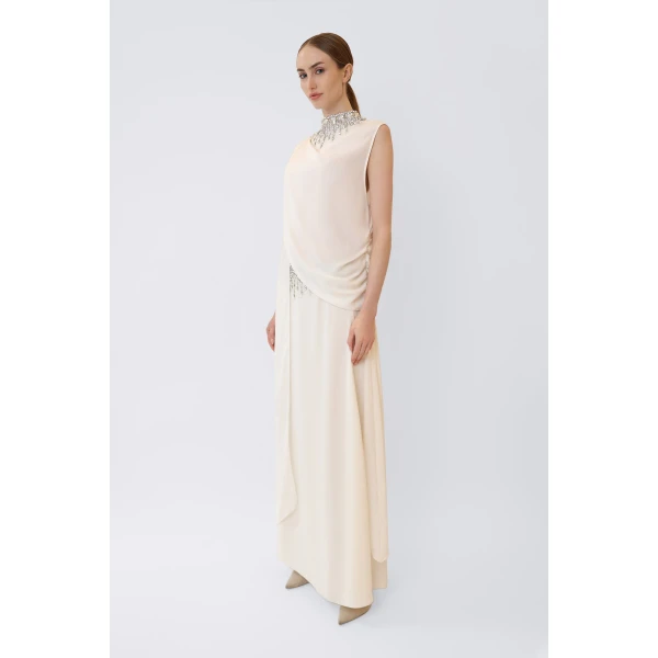 LAPOINTE Georgette Maxi Skirt With Embroidery - Ivory Skirts - New York Luxury Fashion at Luxury Shoes 