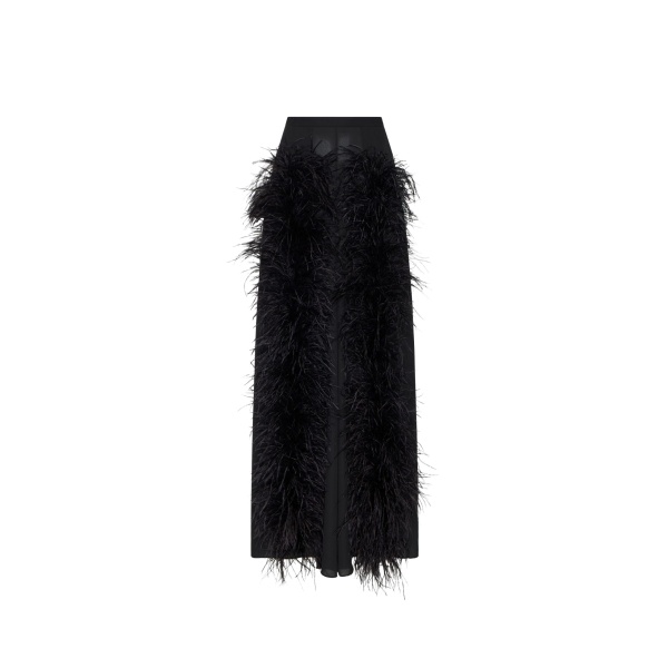 LaPointe Lightweight Georgette Wide Leg Pant With Feathers