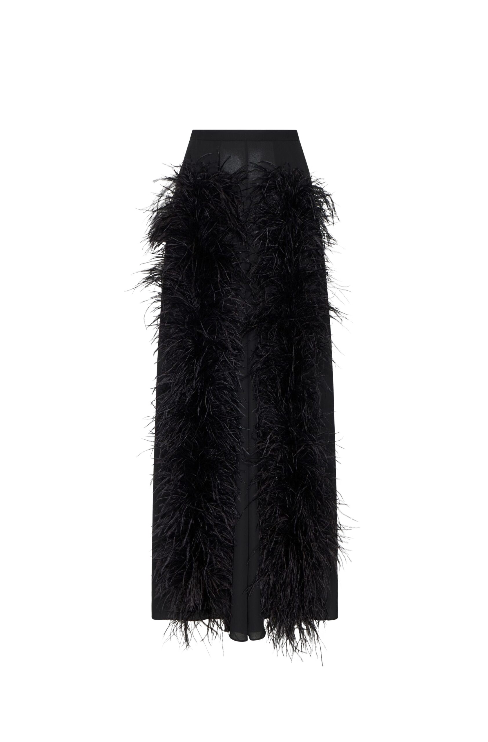 LAPOINTE Lightweight Georgette Wide Leg Pant With Feathers - Black Pants - New York Luxury Fashion at Luxury Shoes 