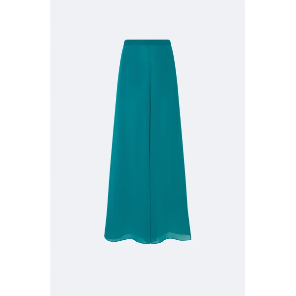 LAPOINTE Lightweight Georgette Wide Leg Pant With Pockets - Blue Pants - New York Luxury Fashion at Luxury Shoes 