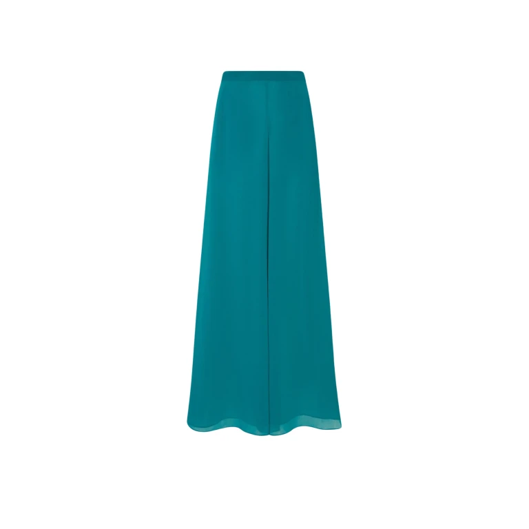 LAPOINTE Lightweight Georgette Wide Leg Pant With Pockets - Blue Pants - New York Luxury Fashion at Luxury Shoes 