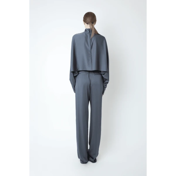 LAPOINTE Lightweight Satin Belted Pant - Grey Pants - New York Luxury Fashion at Luxury Shoes 
