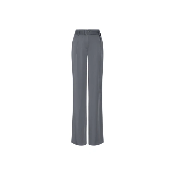 LAPOINTE Lightweight Satin Belted Pant - Grey Pants - New York Luxury Fashion at Luxury Shoes 