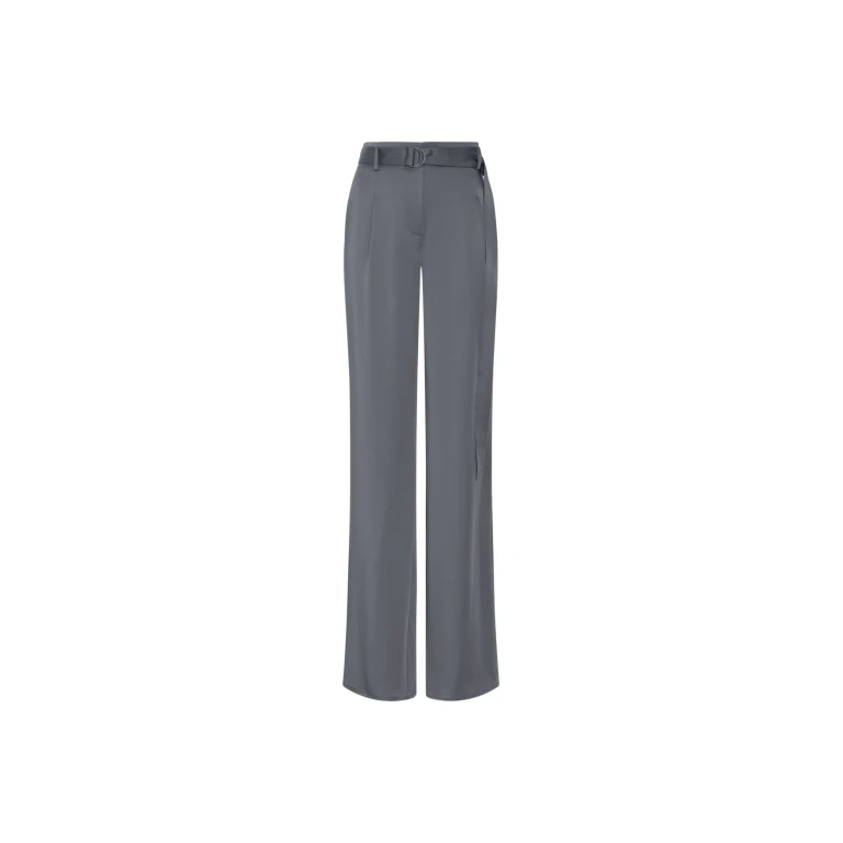 LAPOINTE Lightweight Satin Belted Pant - Grey Pants - New York Luxury Fashion at Luxury Shoes 