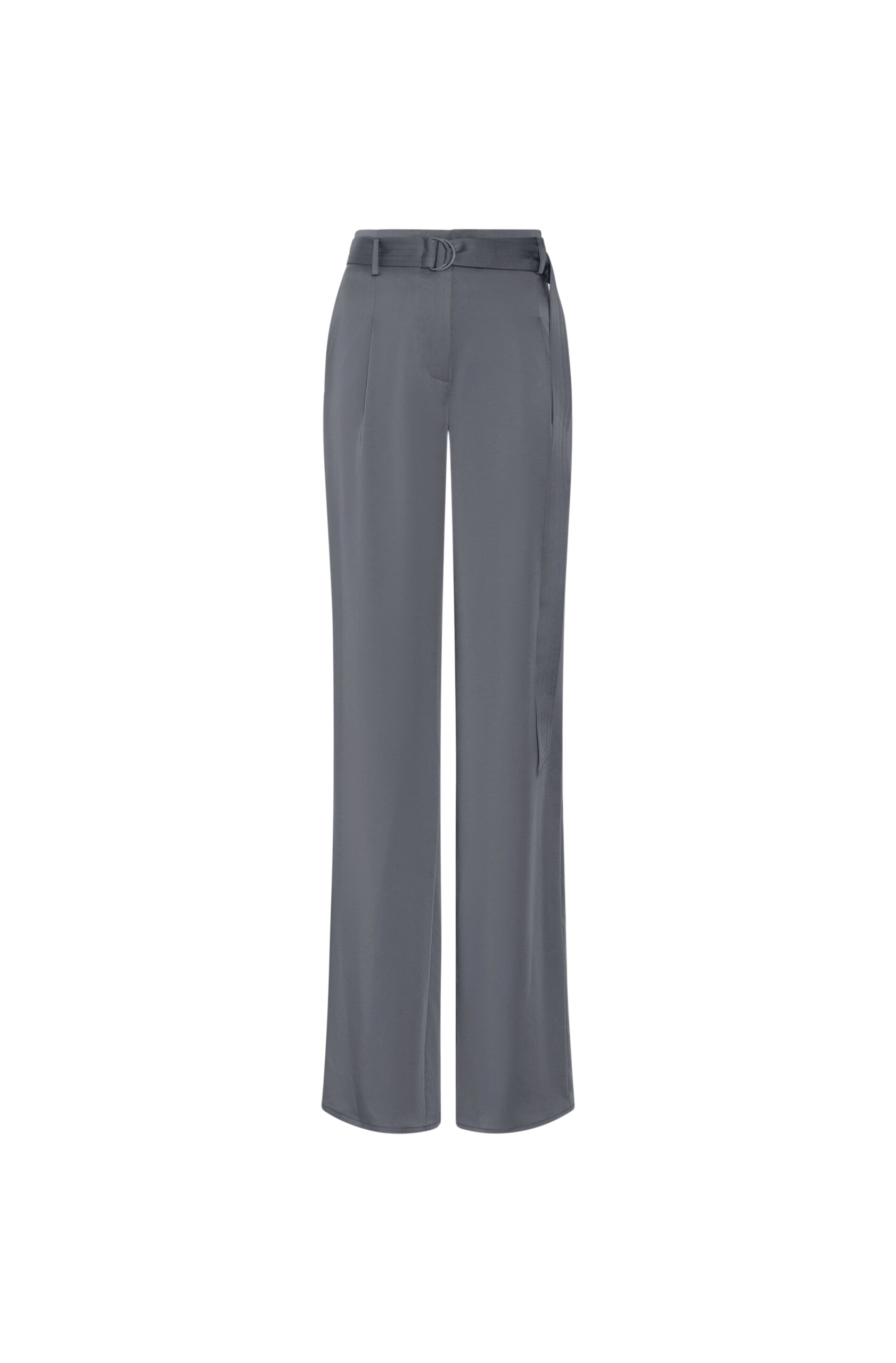 LAPOINTE Lightweight Satin Belted Pant - Grey Pants - New York Luxury Fashion at Luxury Shoes 