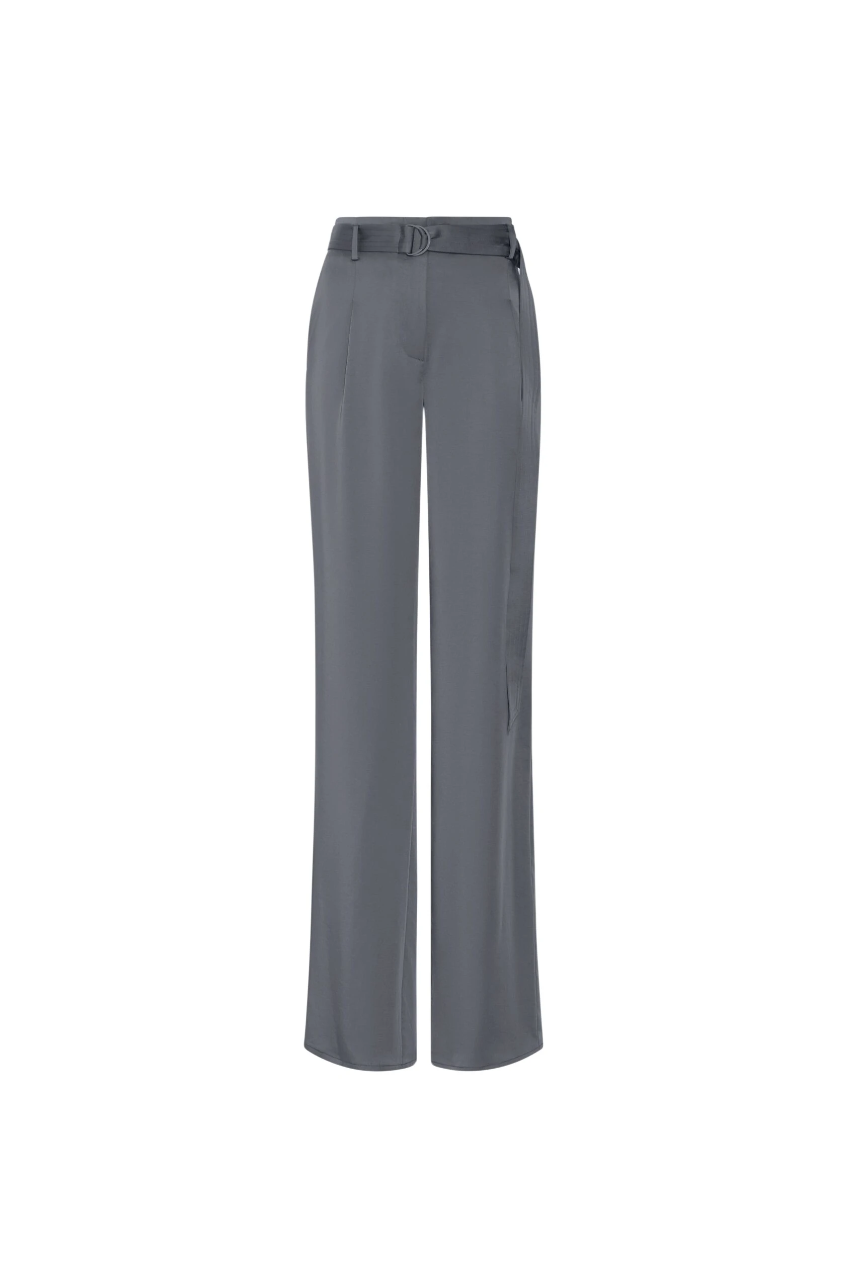 LAPOINTE Lightweight Satin Belted Pant - Grey Pants - New York Luxury Fashion at Luxury Shoes 