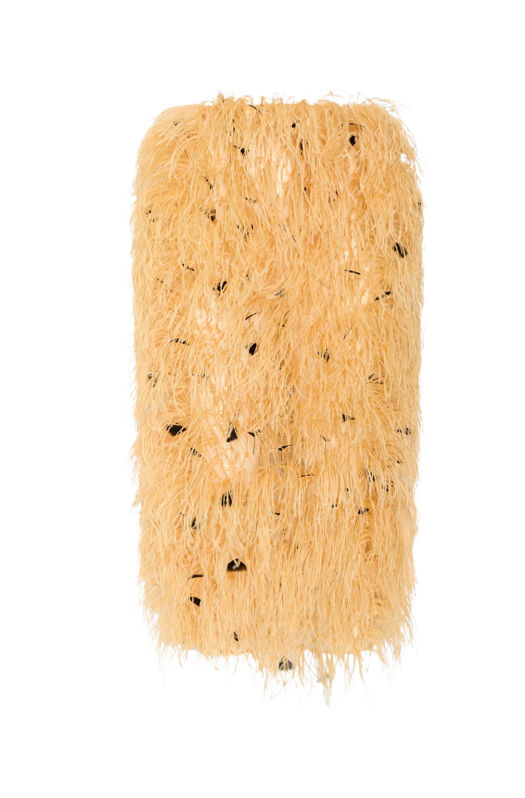 LAPOINTE Multi Feather Embroidery High Waist Skirt - Yellow Skirts - New York Luxury Fashion at Luxury Shoes 