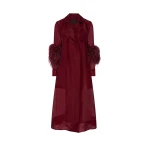 LAPOINTE Organza Sheer Duster With Feathers - Red Coats - New York Luxury Fashion at Luxury Shoes 