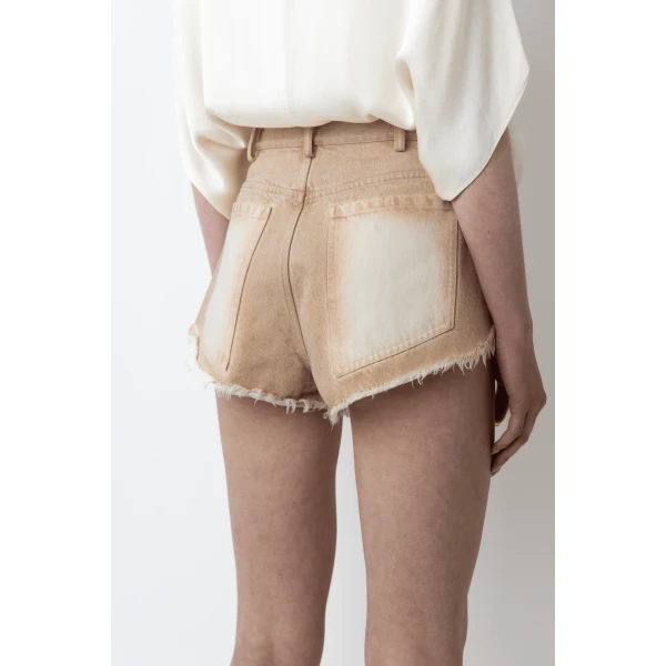 LAPOINTE Pigment Denim Base Mini Short - Beige Shorts - New York Luxury Fashion at Luxury Shoes 