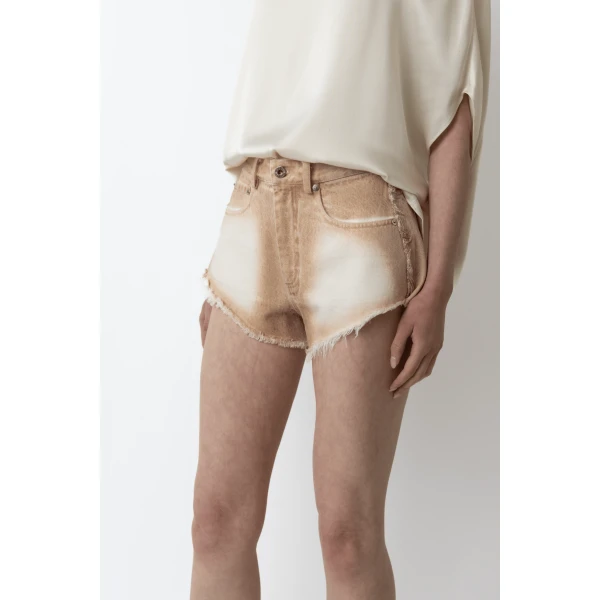 LAPOINTE Pigment Denim Base Mini Short - Beige Shorts - New York Luxury Fashion at Luxury Shoes 