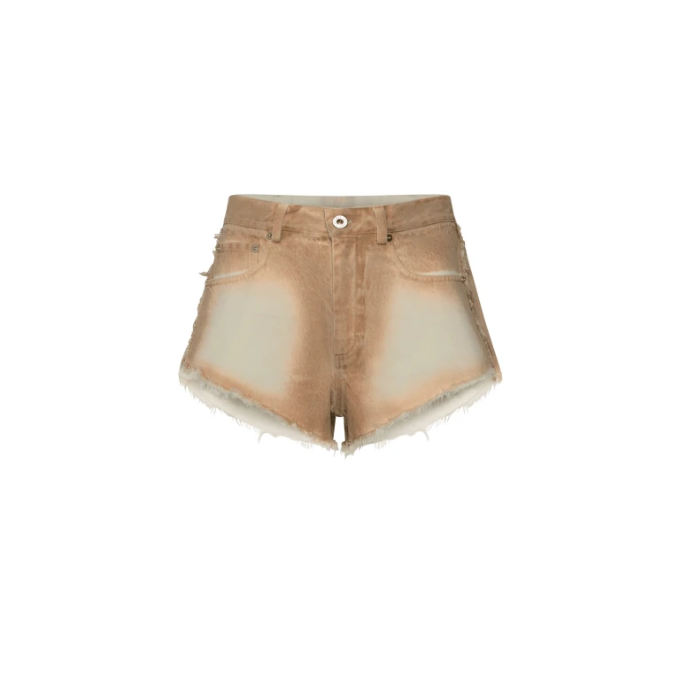 LAPOINTE Pigment Denim Base Mini Short - Beige Shorts - New York Luxury Fashion at Luxury Shoes 