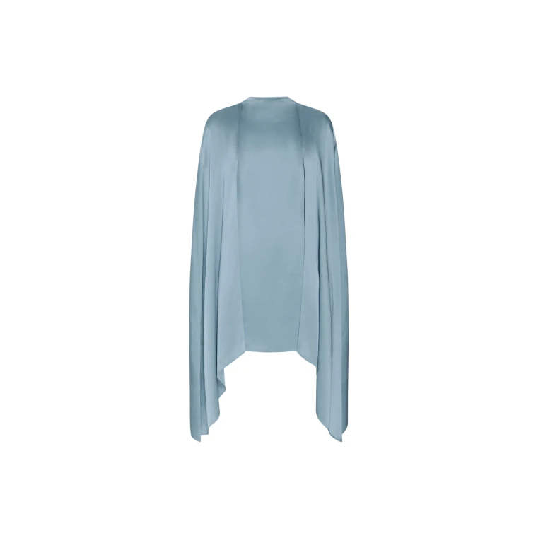 LAPOINTE Satin Cape Sleeve Mini Dress - Blue Dresses - New York Luxury Fashion at Luxury Shoes 