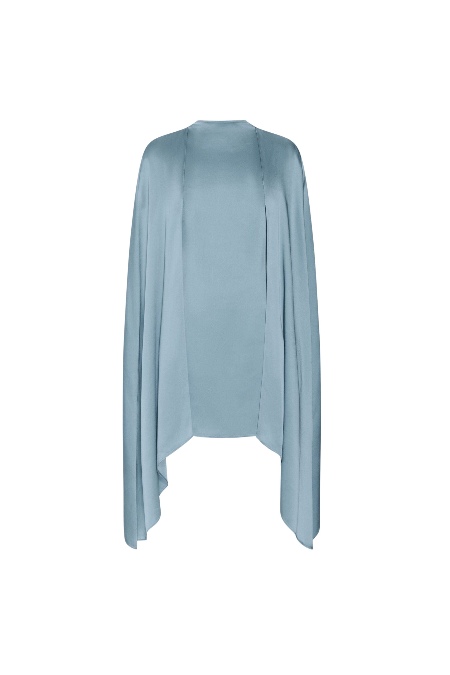 LAPOINTE Satin Cape Sleeve Mini Dress - Blue Dresses - New York Luxury Fashion at Luxury Shoes 
